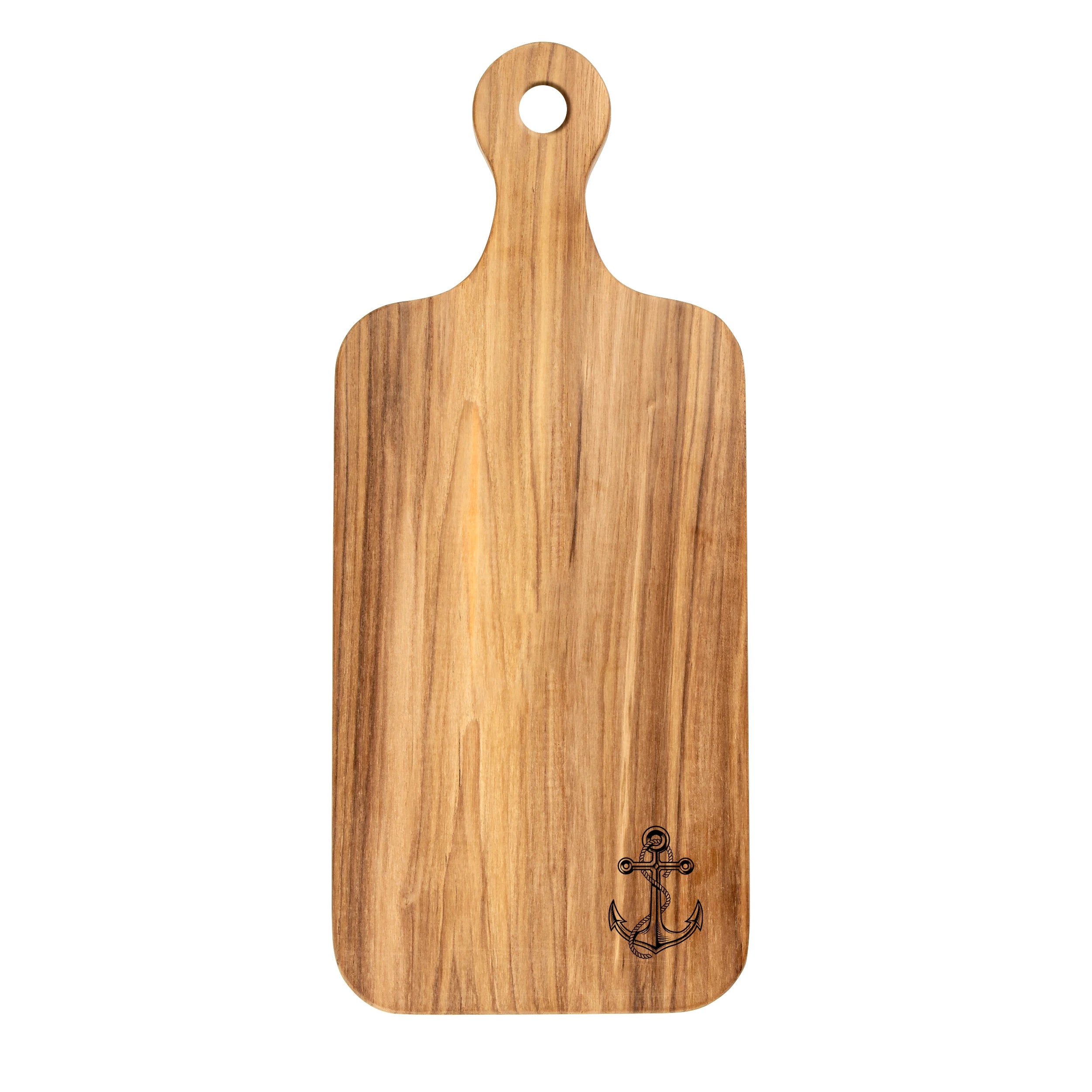 Teak Charcuterie Board w/ Anchor - Small, 7" x 12"
