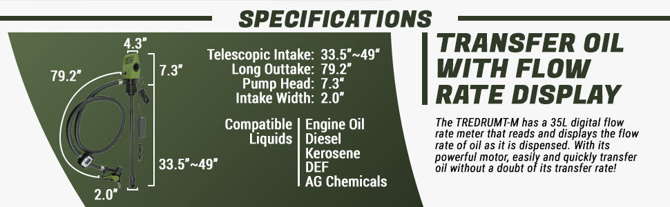 TREDRUMT-M - Metered Electric Drum Pump Telescopic