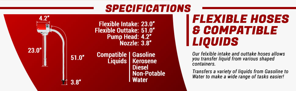 TRFA01-XL - Battery Powered Fuel Transfer Pump w/ Extended Hoses and 4th Adapter