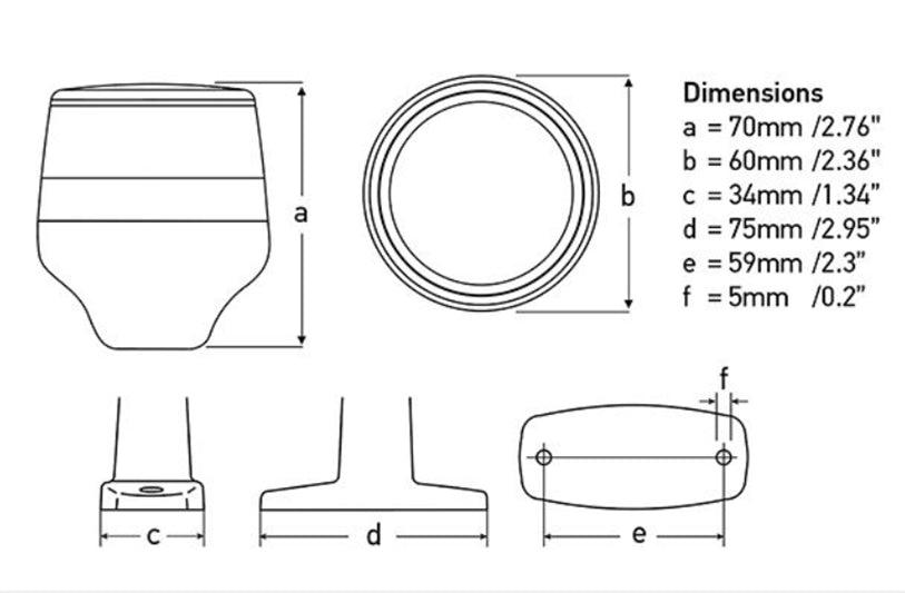 2 NM NaviLED 360 Compact All Round White Pole Navigation Lamp