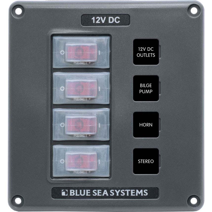 Water Resistant Circuit Breaker Switch Panel, Gray 4 Positions