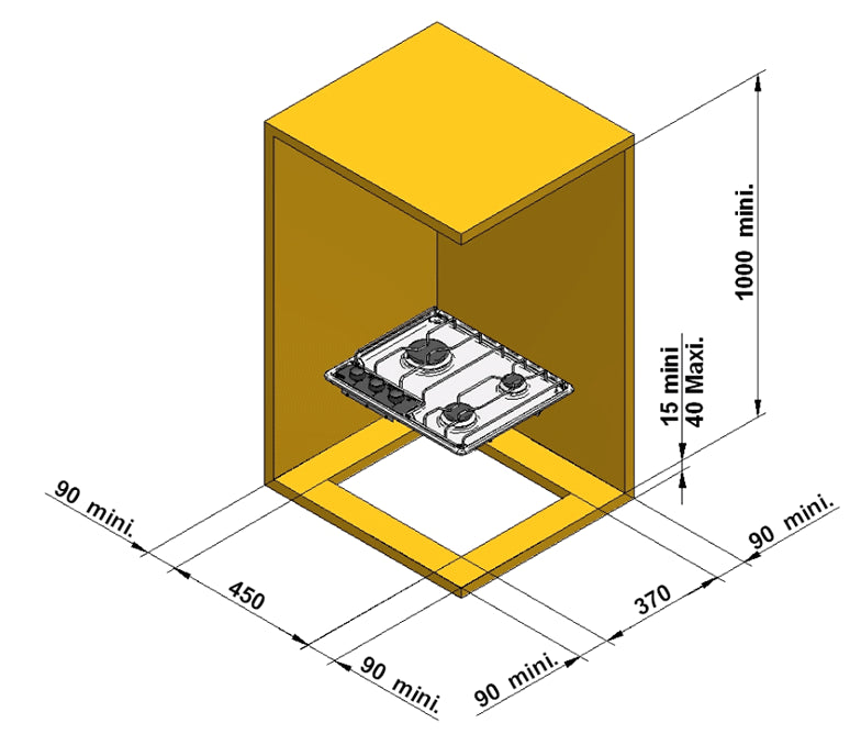 ENO LPG 3 Burner Gas Drop-In Cooktop