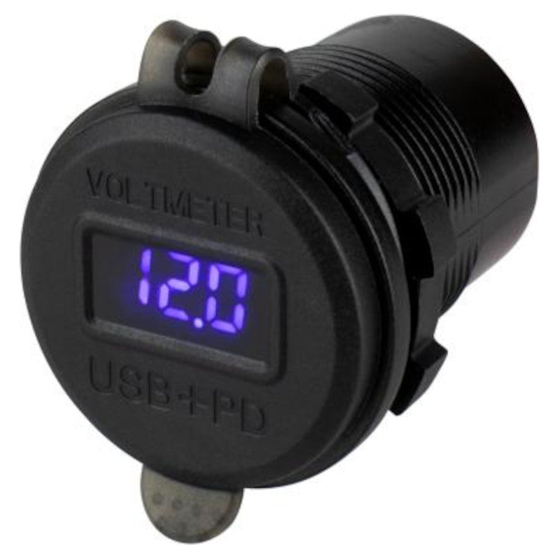 Sea-Dog USB 3.0 & USB-C Power Socket With Voltmeter, 426518-1