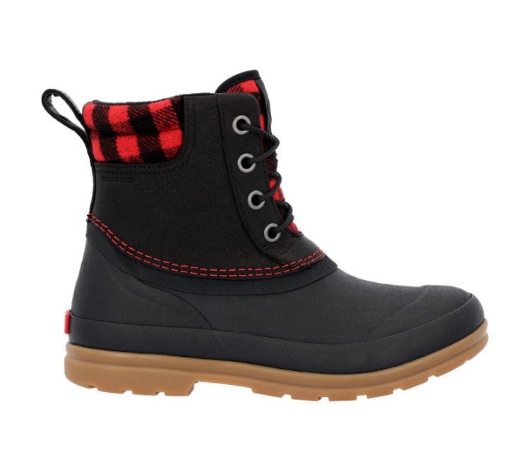 Muck Women's Originals Duck Lace Leather Boot, Black /Buffalo Plaid