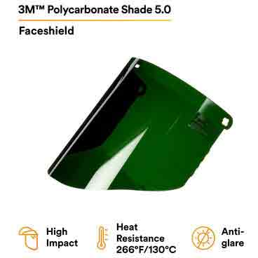 Polycarbonate Faceshield Window 3M W96IR5 Shade 5.0