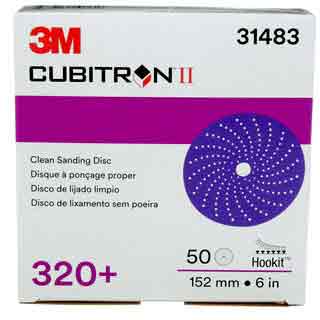 Hookit Clean Sanding Abrasive Disc 3M Cubitron II 6in 320+ Grade