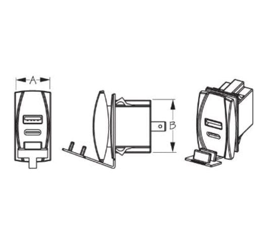 USB & USB-C Rocker Switch Style Power Socket