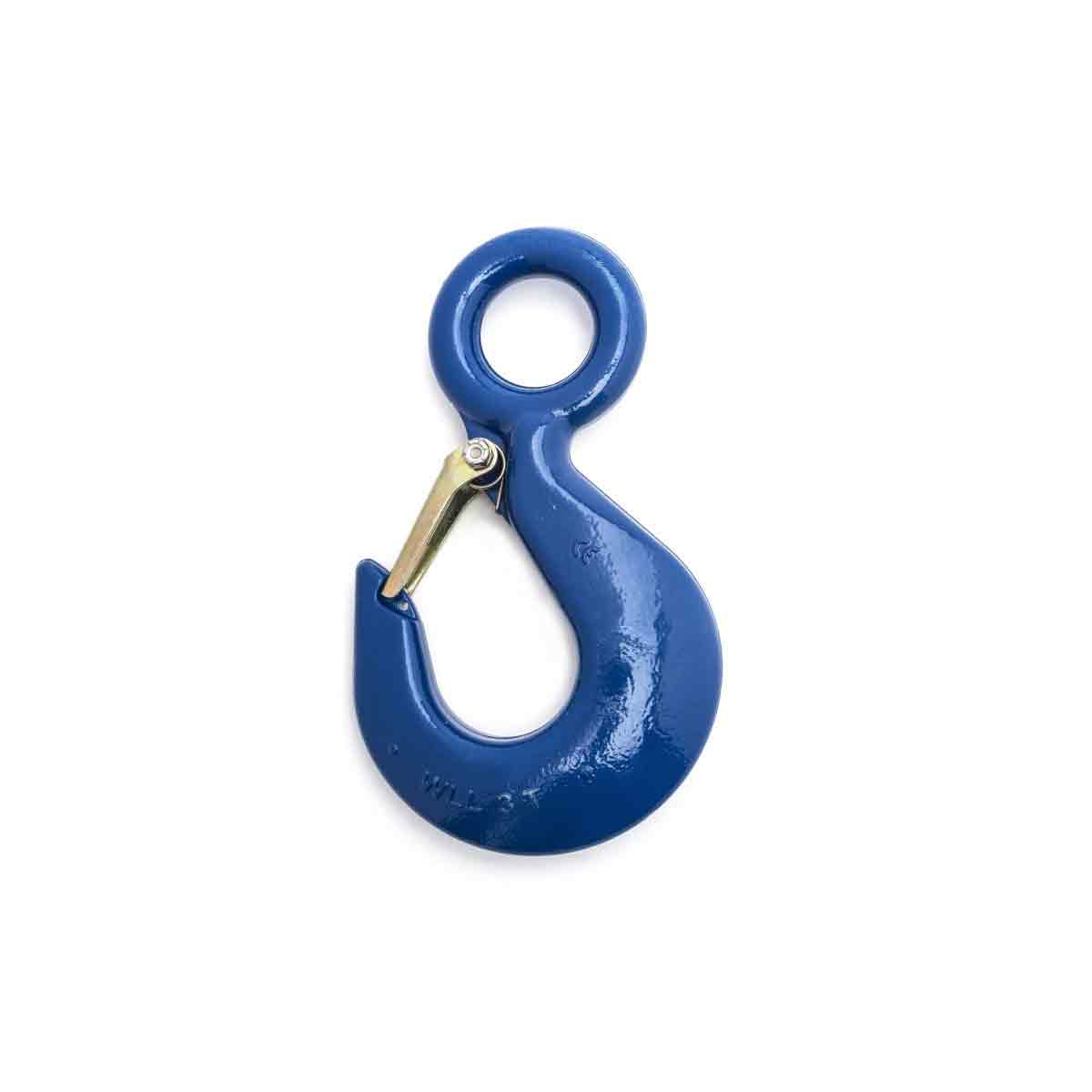 Eye Hoist Hook with Latch Forged Carbon Steel, Galvanized - 3/4 Ton, 1-1/2 Ton