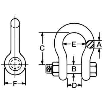 Campbell Bolt Type Anchor Shackle, Forged Carbon Steel - 3/4", 7/8"