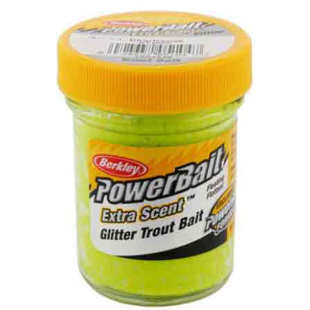 Berkley PowerBait Glitter Trout Bait - Chartreuse, Sherbet