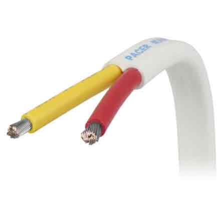 Pacer "Safety Wire" Red and Yellow Conductors, White Safety Jacket Duplex Wire Flat