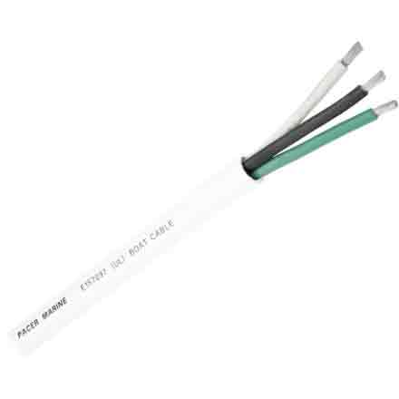 Pacer White Jacket Triplex Round Boat Wire 12 AWG with 3 Conductors - Black, Green, White