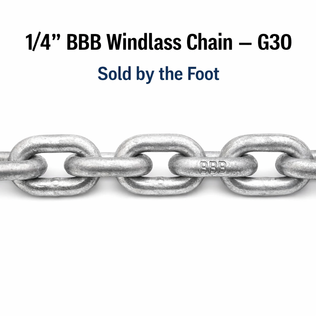 Windlass Chain, Anchor Rode,BBB, Grade 30, Short Link,HDP (Hot-Dipped Galvanized,1/4" Link Size(s),Sold by the Foot by Canada Metal (Martyr Anodes)