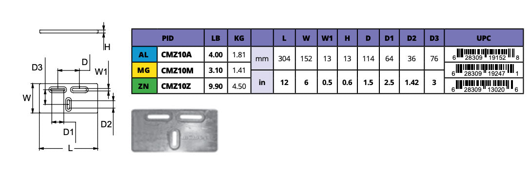 3 Slotted Bolt On Zinc Plate