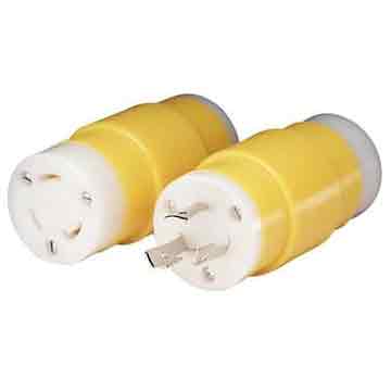 Marinco Straight Adapter, 20A 125V Male to 30A 125V Female