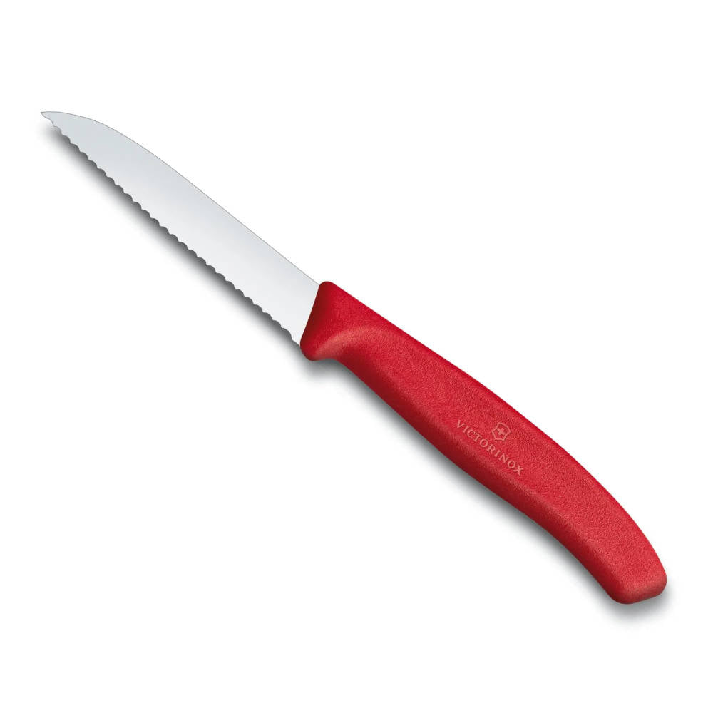 Swiss Classic Paring Knife, 3.1" Wavy Edge Blade, Red Polypropylene Handle