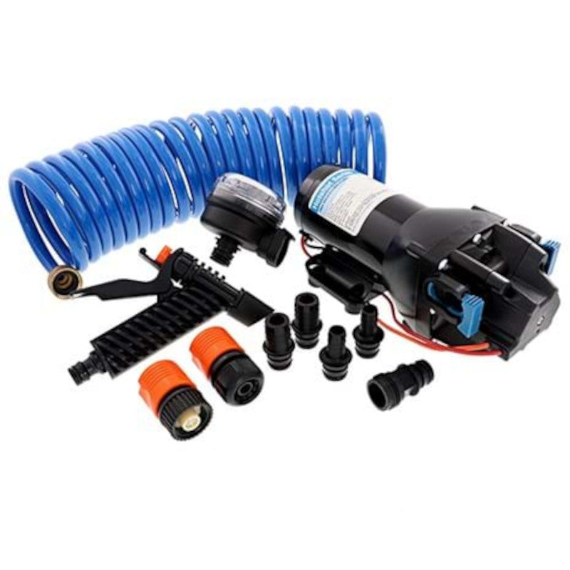 Jabsco Hotshot 4gpm Washdown Pump Kit w/Hose, Q401J-118N-4A, 60psi, 12v