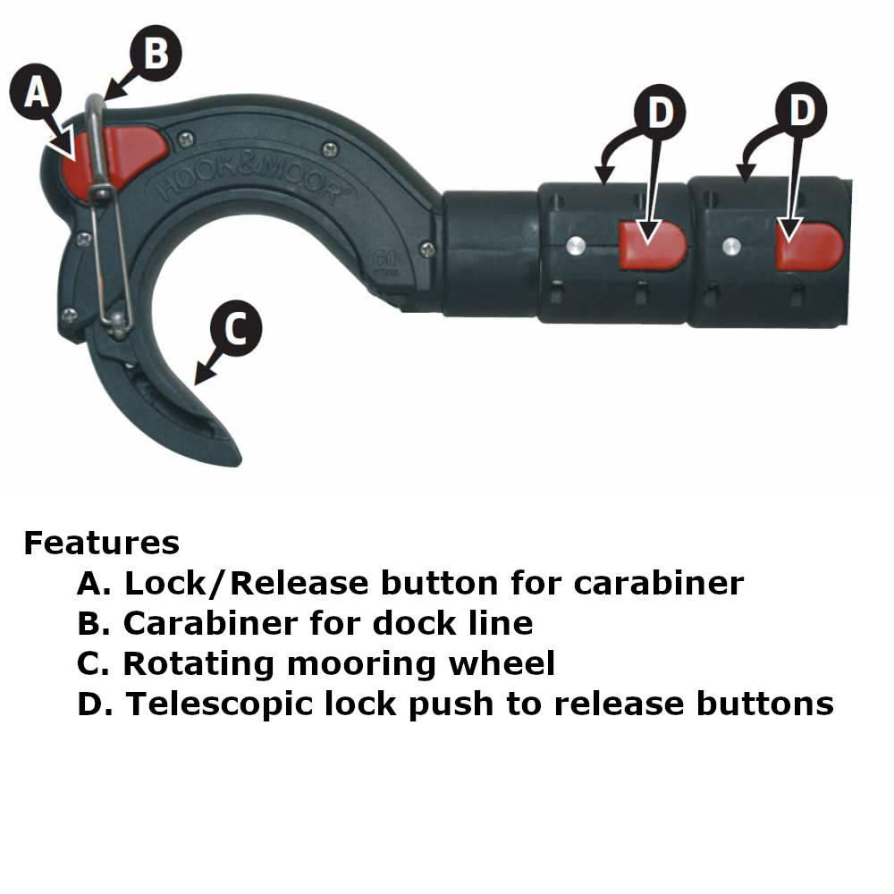 Hook & Moor Telescoping Mooring Line Boat Hook