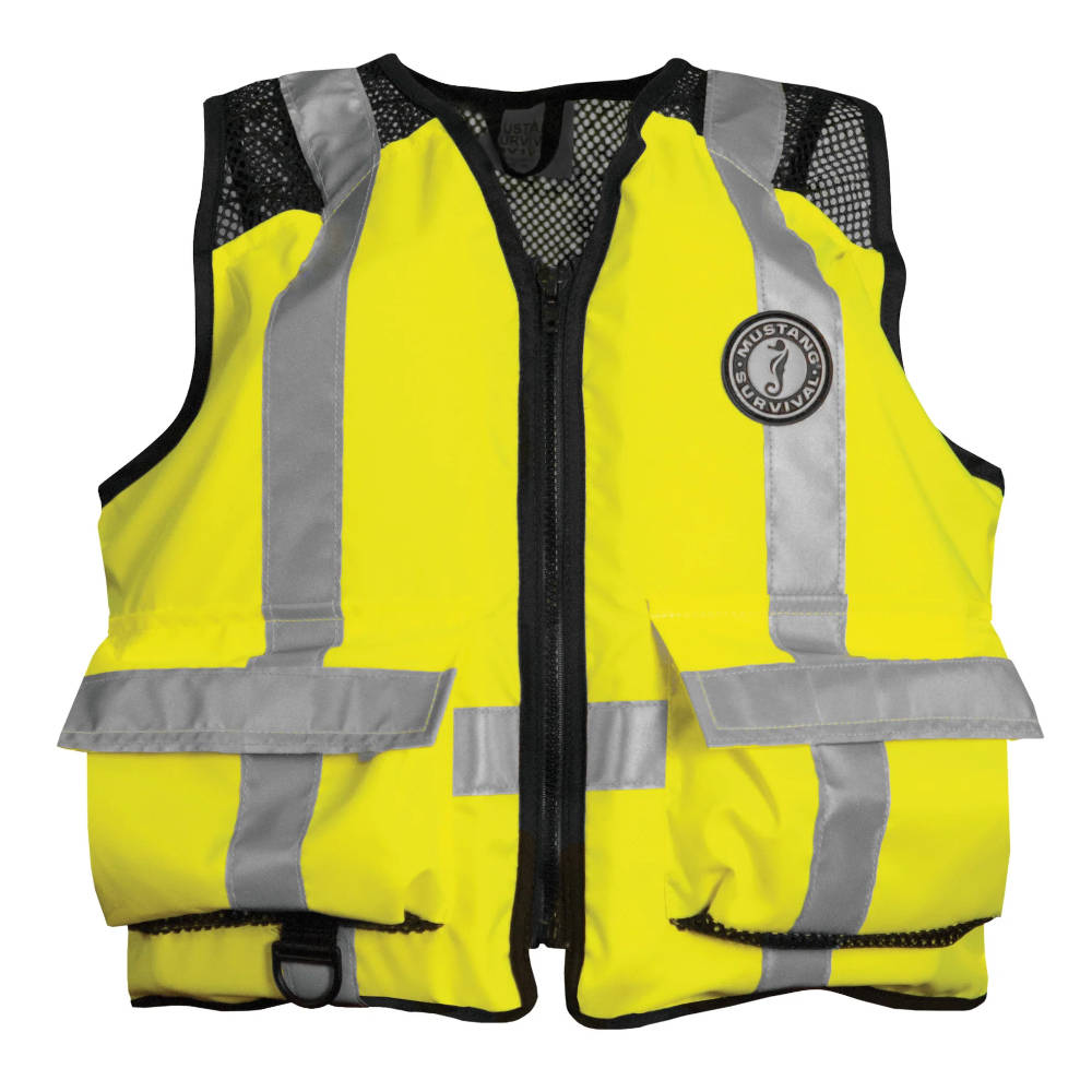 Mustang Survival, High Visibility Industrial Mesh Vest/PFD, Fluorescent Yellow Green