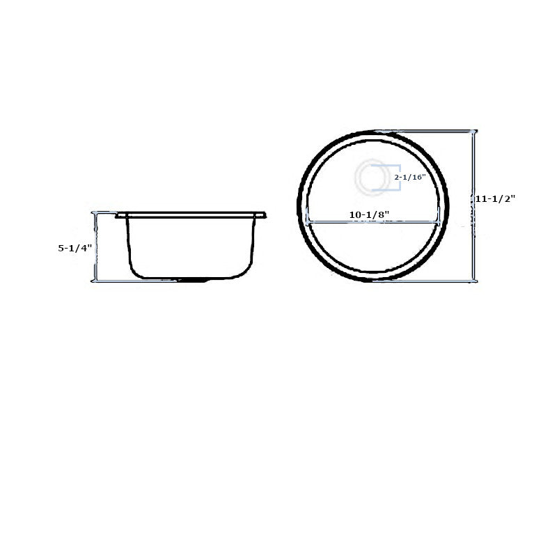 Cylinder Sink, Brushed Stainless Steel, 11-1/2"  Rim O.D., Ambassador Marine