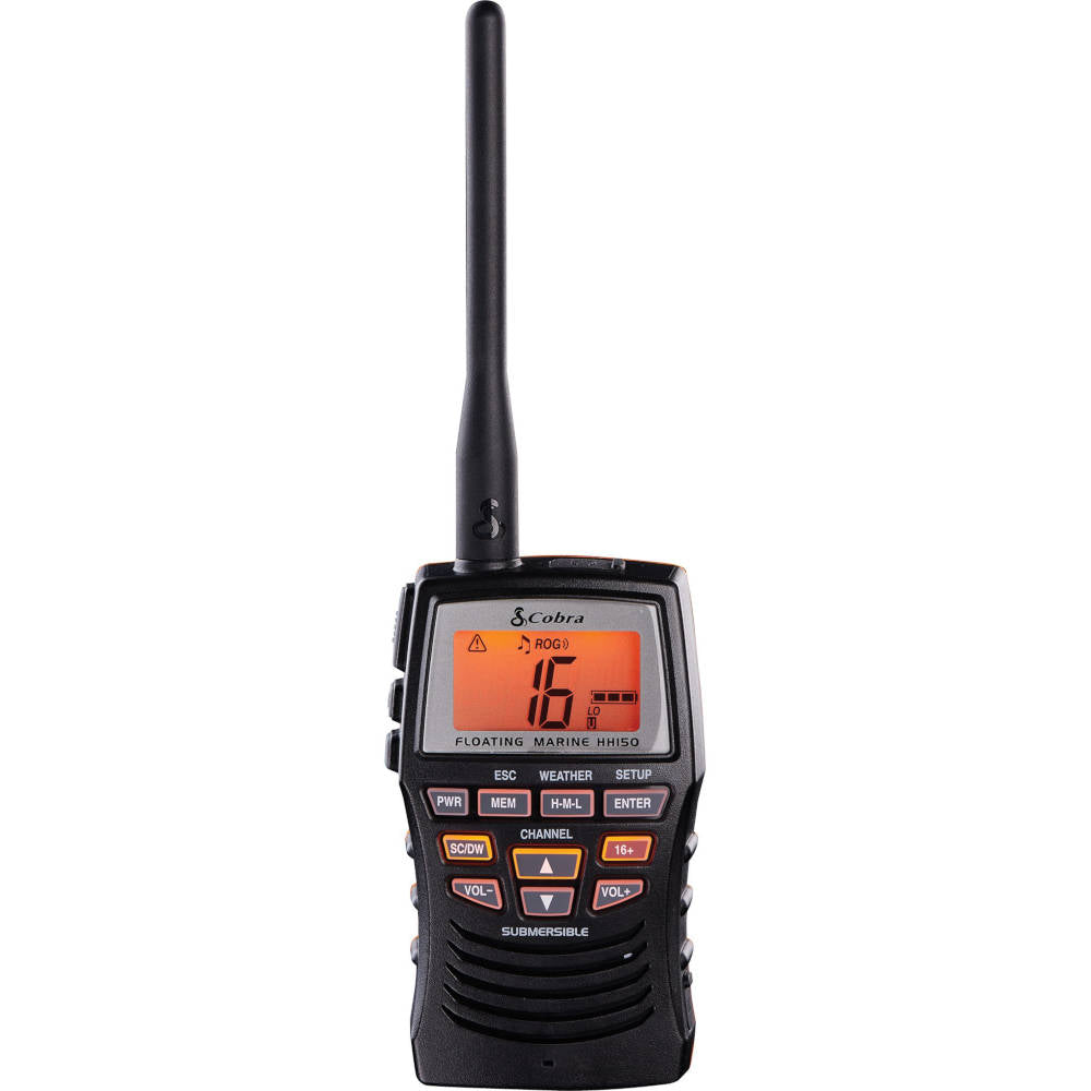 Cobra, VHF Marine Radio, Floating Handheld, 3 Watt with NOAA Weather