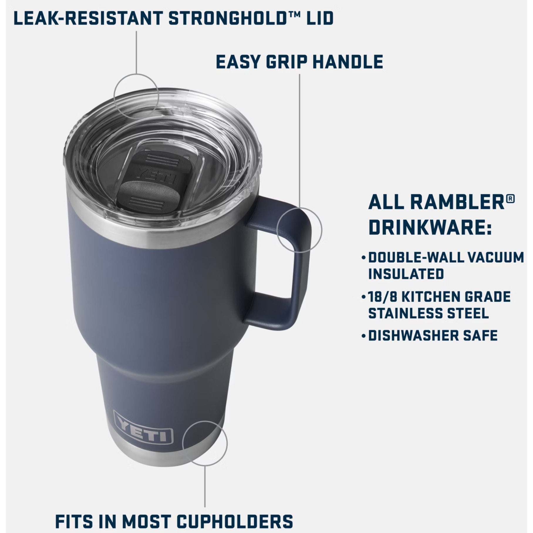 Yeti Rambler Travel Mug - Black, Seafoam, Olive