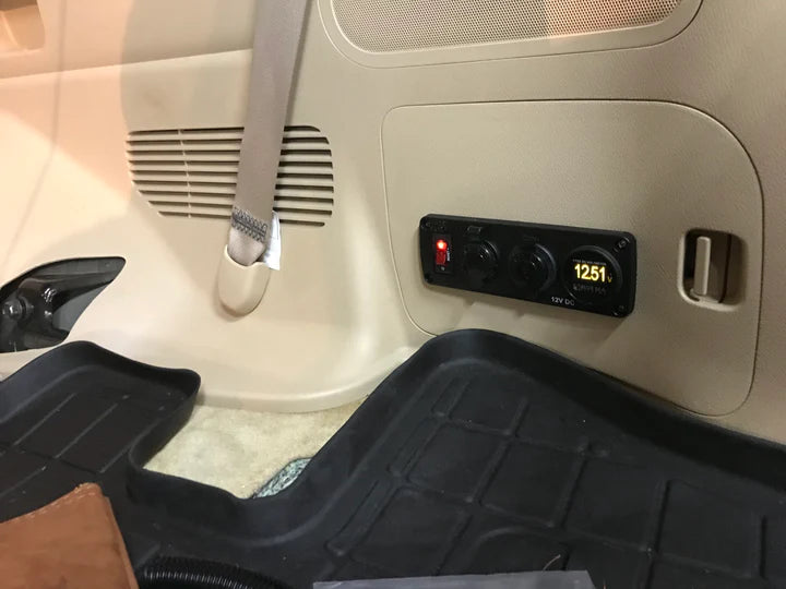 Water-Resistant Accessory Panel - Circuit Breaker, 12V Socket, Dual USB Charger, Mini Voltmeter