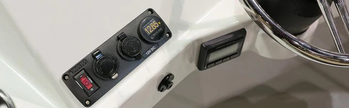 Water-Resistant Accessory Panel - Circuit Breaker, 12V Socket, Dual USB Charger, Mini Voltmeter