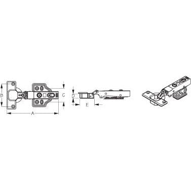 Soft Close Concealed Cabinet Hinge, Stainless, (2 Per Pack)