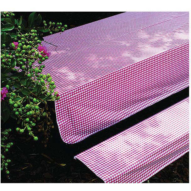Camco 51021 Tablecloth & Bench Cover Set, Red/White Check