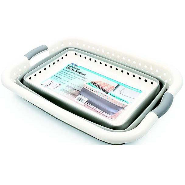 Camco 51903 Collapsible Utility Basket, Large, White/Gray