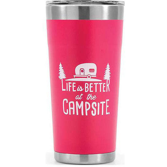 Camco 53061 Life Is Better At The Campsite Tumbler, 20 oz., Coral Pink