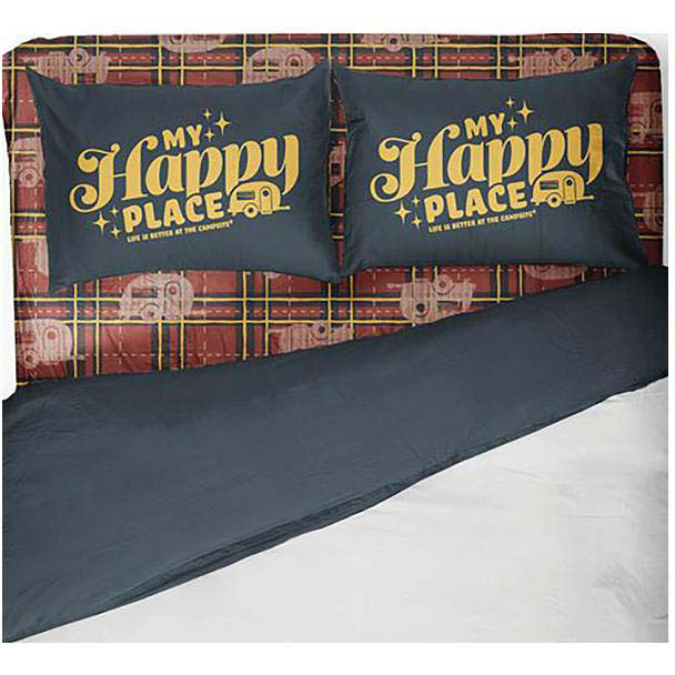 Camco 53118 Bed Sheets, King, Red Plaid/Navy