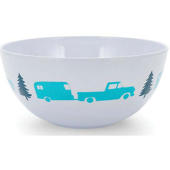 Camco 53225 Melamine Dishware, Blue Tree & Truck Pattern, 6" Bowl