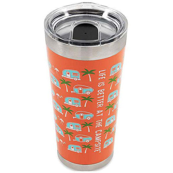 Camco 53322 Palm Trees / RVs Tumbler, 20 oz., Orange