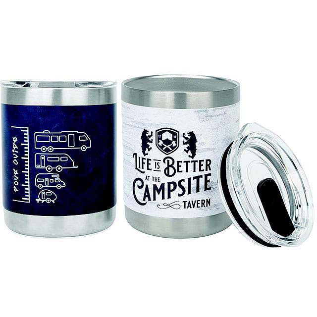 Camco 53328 Lowball Whiskey Tumblers, 2/pk