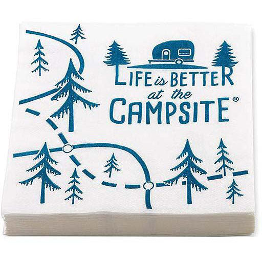 Camco 53375 Paper Napkins, White/Blue Map Desigm, 30/pk