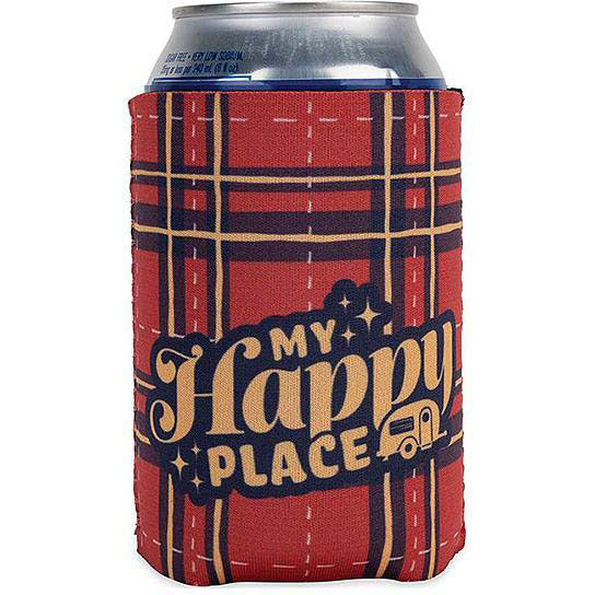 Camco 53479 Life Is Better At The Campsite Can Holder, Red Plaid, Happy Place