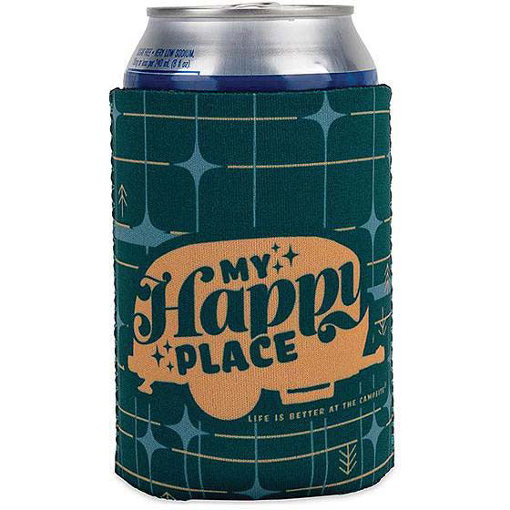 Camco 53480 Life Is Better At The Campsite Can Holder, Green Grid, Happy Place