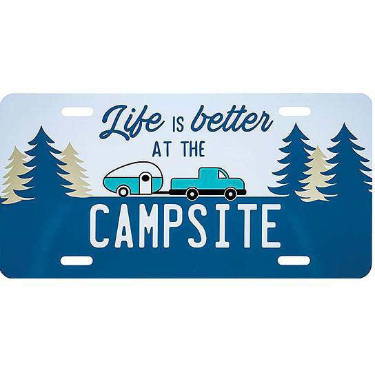 Camco 53250 Decorative RV Themed License Plate, Blue, Truck and Trees