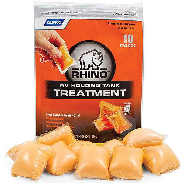 Camco Rhino Enzyme RV Holding Tank Treatment, Drop Ins, 10/pk