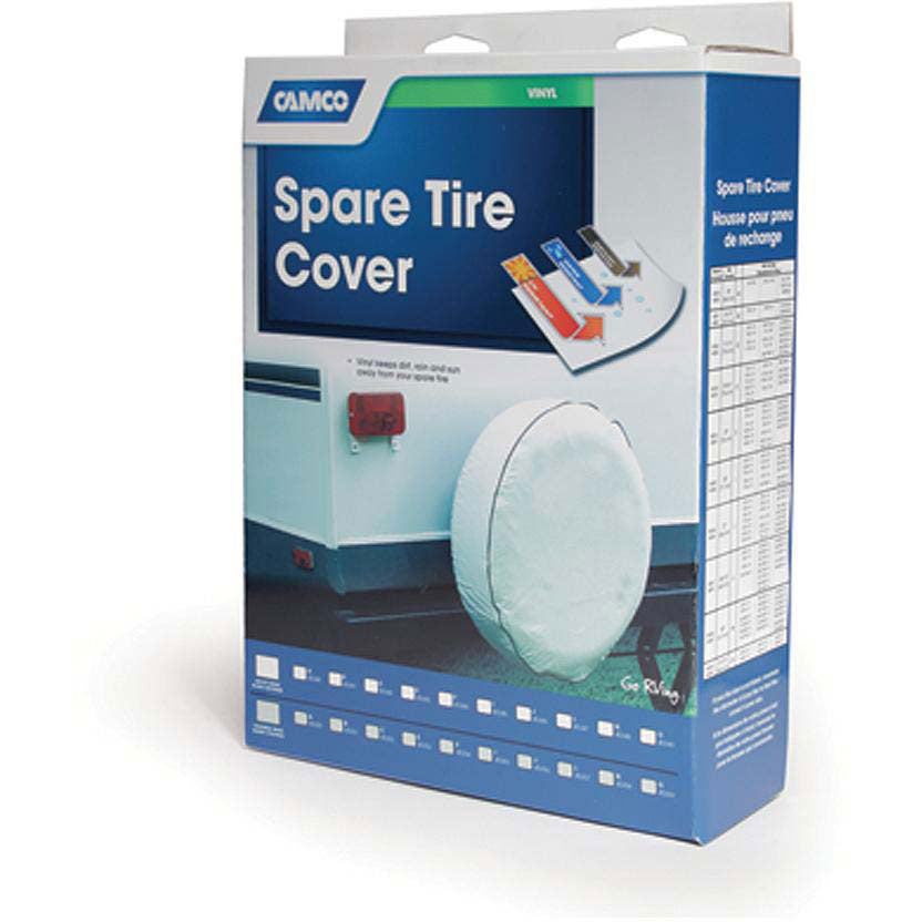 Camco 45346 Vinyl Spare Tire Cover, 27" Diameter, Arctic White