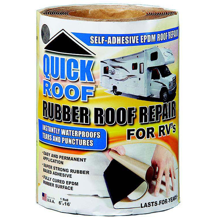 Quick Roof WRQR625 Instant Waterproofing For Rubber Roofs, White Adhesive/White EPDM, 6" x 25'