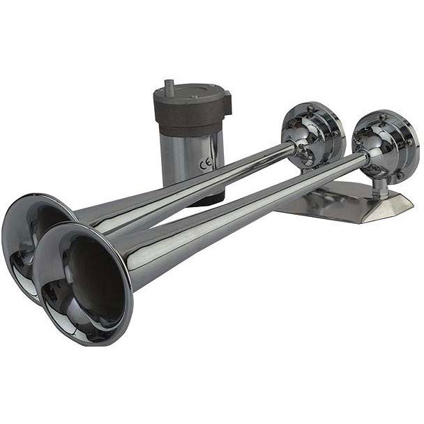 SeaDog 432520 Maxblast 20 Amp 121 DB 12V 11 PSI Dual 17" Trumpet Air Horn | Chrome Plated Brass