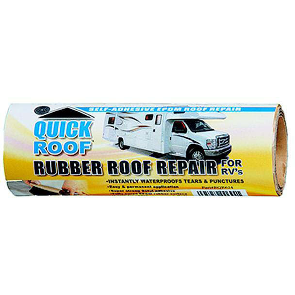 Quick Roof RQR624 Instant Waterproofing For Rubber Roofs, Black Adhesive/White EPDM, 6" x 24"