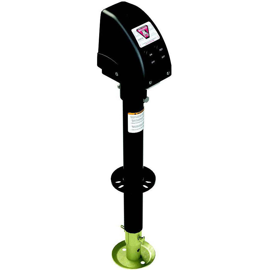 Bulldog 500187 Black 3,500 lb Capacity Powered A-Frame 14" Travel RV Trailer Jack, Black Case