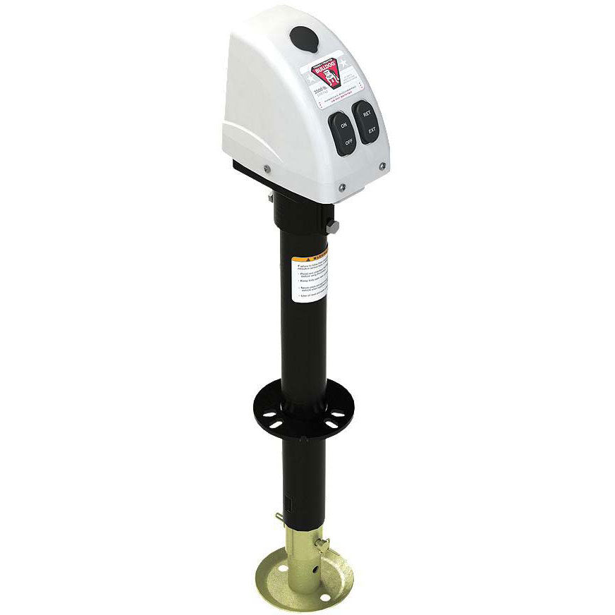 Bulldog 500188 White 3,500 lb Capacity Powered A-Frame 14" Travel RV Trailer Jack, White Case
