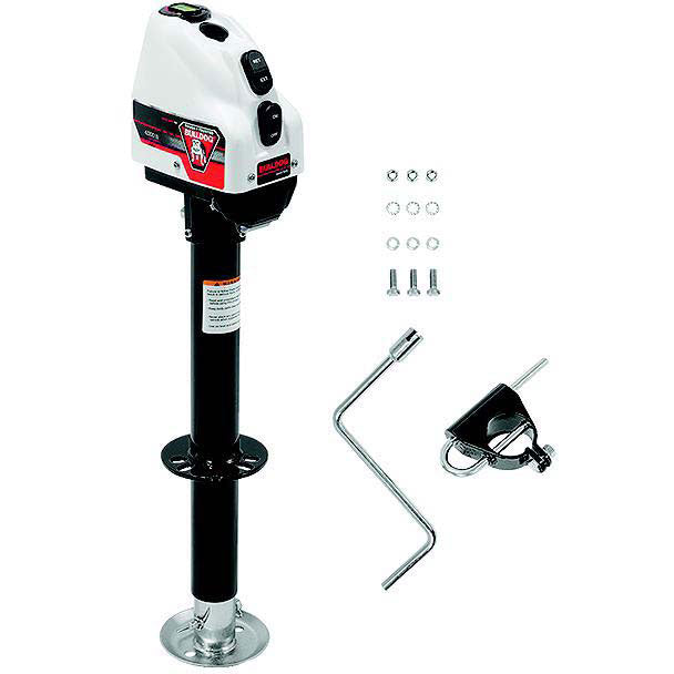 Bulldog 500200 Black 4,000 lb Capacity Powered A-Frame 14" Travel RV Trailer Jack, White Case