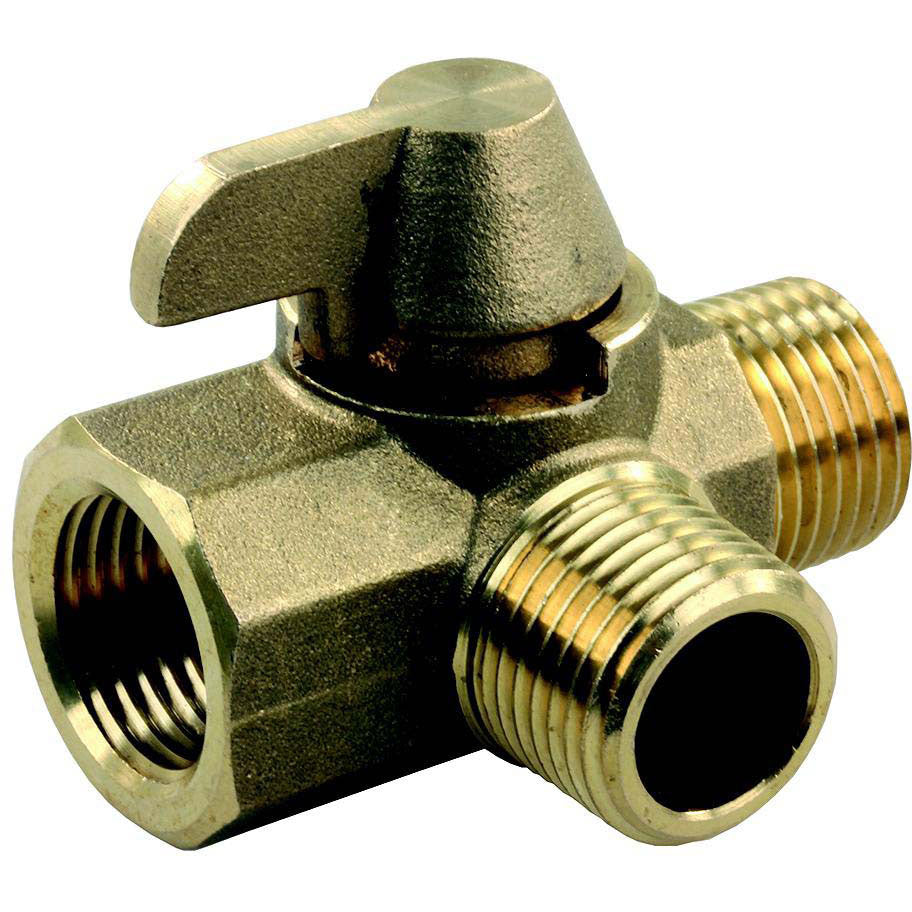 JR Products 62245 3 Way Brass 1/2" MPT x 1/2" MPT x 1/2" FPT RV Water Diverter Valve