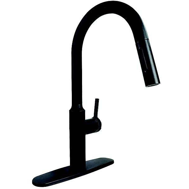 800-PF231765 8" Premium Slimline Single Handle Pull Down Kitchen Faucet, Matte Black